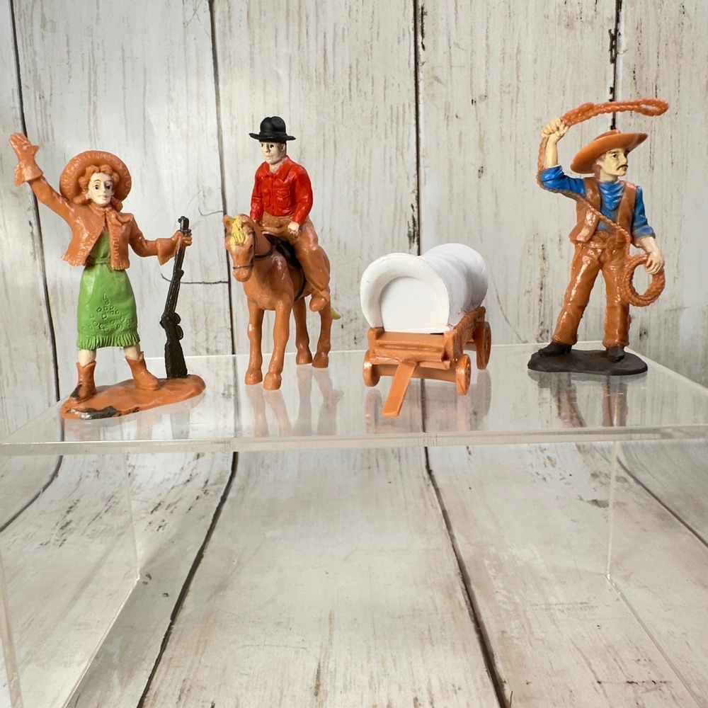 Safari Ltd Western Toy Figures Set Cowboy, Covered Wagon, Annie Oakley Loose